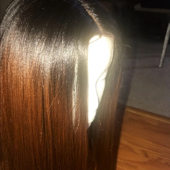 Ombré brown blunt bob midpart lace synthetic wig - Picture 8 of 8